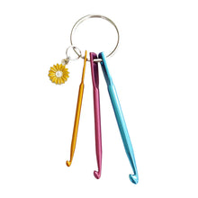 Load image into Gallery viewer, Knitting Stitch Fixers - Set of 3 tiny Crochet Hooks on ring