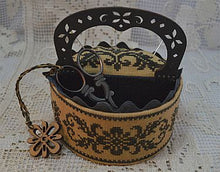 Load image into Gallery viewer, Black Flowers Sewing Box
