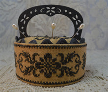 Load image into Gallery viewer, Black Flowers Sewing Box
