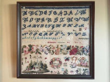 Load image into Gallery viewer, Band of Roses 1845 Antique Sampler
