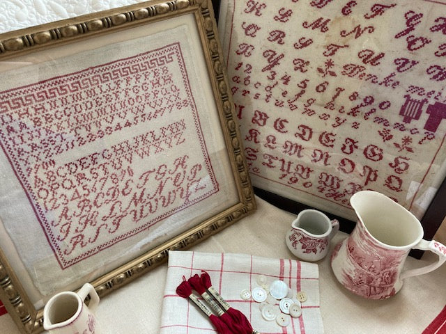 A Collection of Antique Red Samplers by JBW Designs