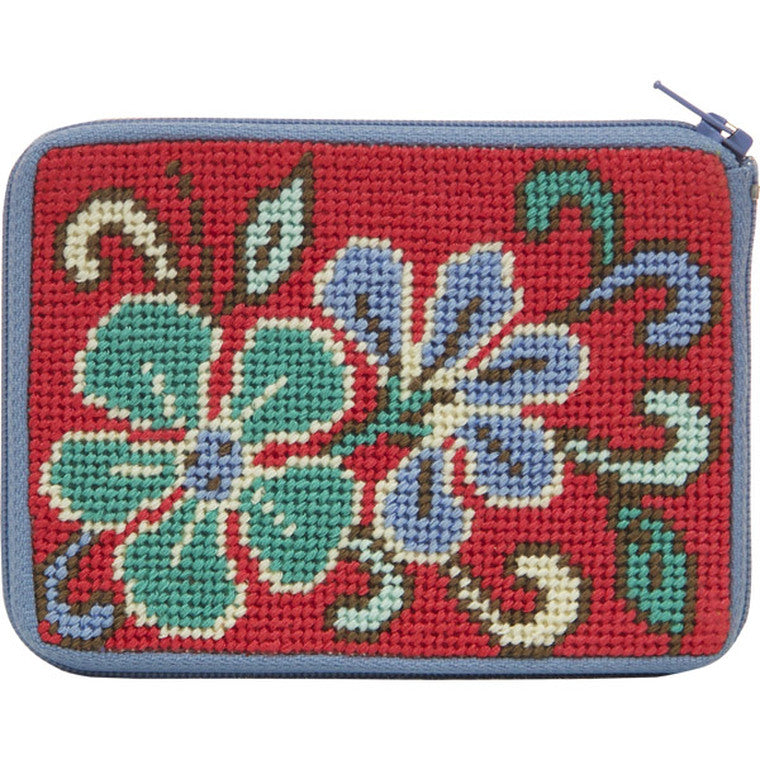 Stitch 'N Zip Coin Purses ~ Red Asian Floral