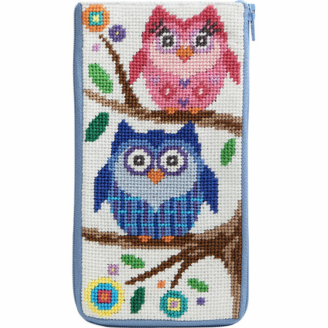 Stitch 'N Zip Needlepoint Eyeglass Case - Owls