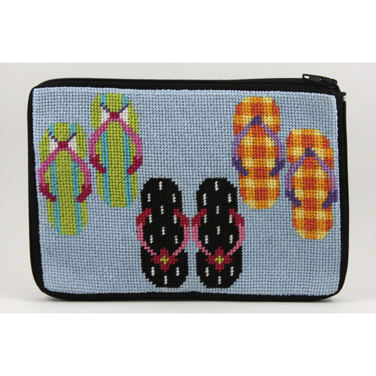 Stitch 'N Zip Needlepoint Cosmetic Case ~ Flip Flops