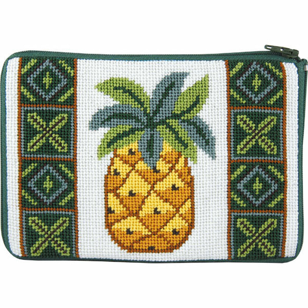 Stitch 'N Zip Needlepoint Cosmetic Case ~ Pineapple