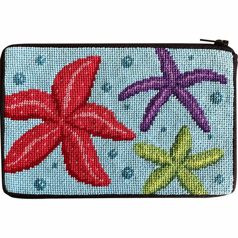 Stitch 'N Zip Needlepoint Cosmetic Case - Starfish