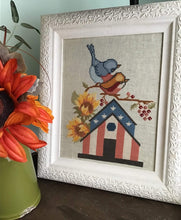 Charger l'image dans la galerie, Birdhouse with Sunflowers ~ Twin Peak Primitives Needlework Market 8/27-8/29
