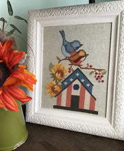 Load image into Gallery viewer, Birdhouse with Sunflowers ~ Twin Peak Primitives Needlework Market 8/27-8/29
