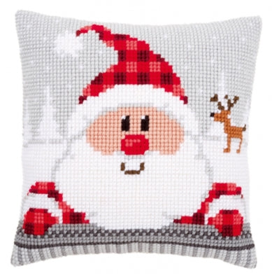 Santa in Plaid Hat Cushion Kit